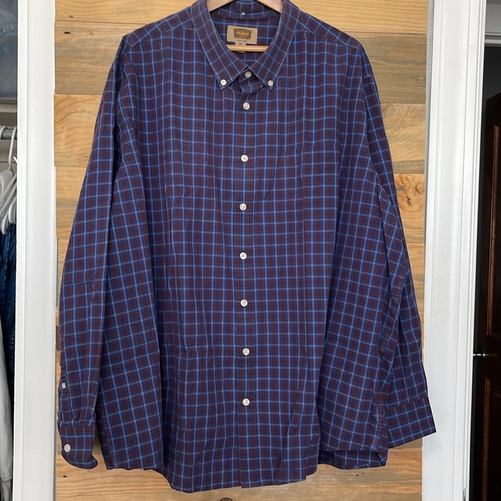 Foundry Men's Button-Down Shirt‎ Big & Tall Blue Plaid 3XL
